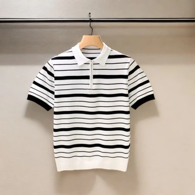 Áo sơ mi Polo ngắn tay ve áo Hàn Quốc mùa hè - Sọc màu tương phản, cao cấp, giảm 21% 6