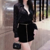 Áo sơ mi Queen SM191 tơ phun nhung đen dài tay - Giá siêu ưu đãi 187.283₫ 2