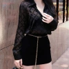 Áo sơ mi Queen SM191 tơ phun nhung đen dài tay - Giá siêu ưu đãi 187.283₫ 3