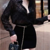 Áo sơ mi Queen SM191 tơ phun nhung đen dài tay - Giá siêu ưu đãi 187.283₫ 4