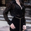 Áo sơ mi Queen SM191 tơ phun nhung đen dài tay - Giá siêu ưu đãi 187.283₫ 5