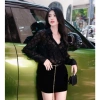 Áo sơ mi Queen SM191 tơ phun nhung đen dài tay - Giá siêu ưu đãi 187.283₫ 7