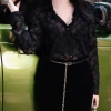 Áo sơ mi Queen SM191 tơ phun nhung đen dài tay - Giá siêu ưu đãi 187.283₫ 8