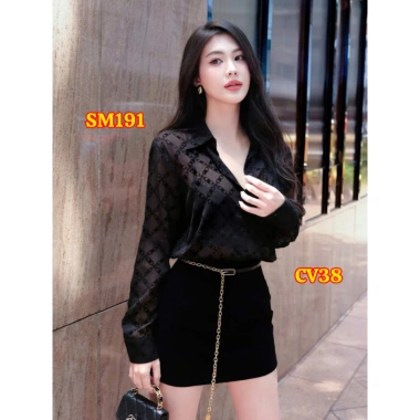 Áo sơ mi Queen SM191 tơ phun nhung đen dài tay - Giá siêu ưu đãi 187.283₫ 10