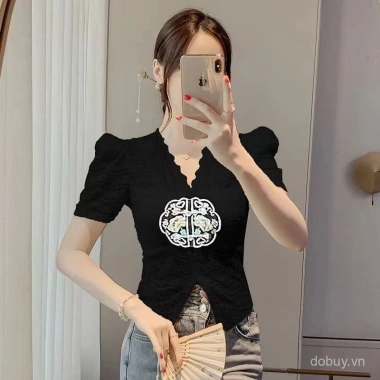 Áo Sơ Mi Ren Cổ V Vintage Nữ Tay Ngắn Mùa Hè 2.025 Phong Cách Trung Hoa 173.133 VND 2 Áo Sơ Mi Ren Cổ V Vintage Nữ Tay Ngắn Mùa Hè 2.025 Phong Cách Trung Hoa 173.133 VND 2