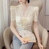 Áo Sơ Mi Ren Cổ V Vintage Nữ Tay Ngắn Mùa Hè 2.025 Phong Cách Trung Hoa 173.133 VND 3