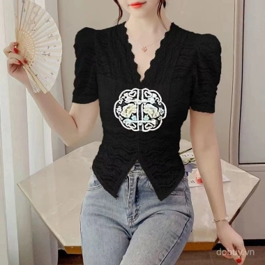 Áo Sơ Mi Ren Cổ V Vintage Nữ Tay Ngắn Mùa Hè 2.025 Phong Cách Trung Hoa 173.133 VND 7 Áo Sơ Mi Ren Cổ V Vintage Nữ Tay Ngắn Mùa Hè 2.025 Phong Cách Trung Hoa 173.133 VND 7