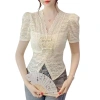 Áo Sơ Mi Ren Cổ V Vintage Nữ Tay Ngắn Mùa Hè 2.025 Phong Cách Trung Hoa 173.133 VND 8