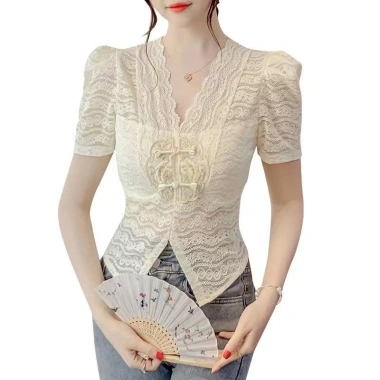 Áo Sơ Mi Ren Cổ V Vintage Nữ Tay Ngắn Mùa Hè 2.025 Phong Cách Trung Hoa 173.133 VND 8 Áo Sơ Mi Ren Cổ V Vintage Nữ Tay Ngắn Mùa Hè 2.025 Phong Cách Trung Hoa 173.133 VND 8