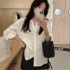 Áo sơ mi ren nữ cổ chữ V màu trơn mùa thu - Thiết kế rộng rãi, giá 216.913₫ 3