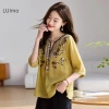 Áo sơ mi retro dân tộc thêu họa tiết, cotton và vải lanh, phong cách mùa hè - Giá chỉ 154.331 đ 5