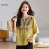 Áo sơ mi retro dân tộc thêu họa tiết, cotton và vải lanh, phong cách mùa hè - Giá chỉ 154.331 đ 8