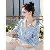 Áo sơ mi sọc dài tay màu xanh Hàn Quốc nữ - Mùa thu 2.025, giá ưu đãi 208.915₫ 4