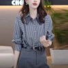 Áo sơ mi sọc nữ tay dài Hàn Quốc, plus size rời công sở màu xám cao cấp - giảm 20% 5