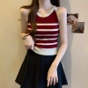 Áo sơ mi tank top sọc dệt kim slim fit phong cách Hàn Quốc mùa hè, giá 101.736 VND 9