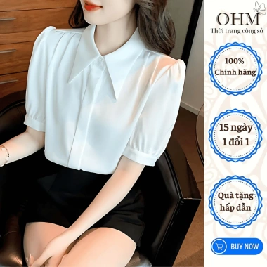 Áo sơ mi tay cộc cổ đức lụa Hàn cao cấp OHM AO22 – Giá chỉ 138.999 VND, giảm tới 29%