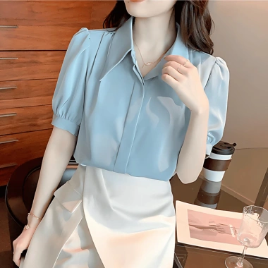 Áo sơ mi tay cộc cổ đức lụa Hàn cao cấp OHM AO22 – Giá chỉ 138.999 VND, giảm tới 29%