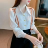 Áo sơ mi tay dài dáng rộng kẻ sọc thời trang công sở Hàn Quốc nữ - 311.943₫ 4