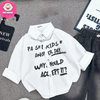 Áo sơ mi tay dài dây xích, quần jean rách cho bé trai 10‑30kg dưới 1m25 - 240.000đ 4