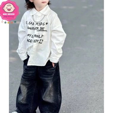 Áo sơ mi tay dài dây xích, quần jean rách cho bé trai 10‑30kg dưới 1m25 - 240.000đ 6