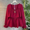 Áo sơ mi tay dài phong cách mới, size lớn, mỏng nhẹ, ôm dáng, cổ vuông thanh lịch - Giá 185.414 VND
