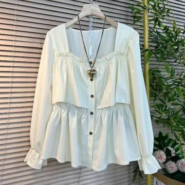 Áo sơ mi tay dài phong cách mới, size lớn, mỏng nhẹ, ôm dáng, cổ vuông thanh lịch - Giá 185.414 VND 2