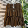 Áo sơ mi tay dài phong cách mới, size lớn, mỏng nhẹ, ôm dáng, cổ vuông thanh lịch - Giá 185.414 VND 3