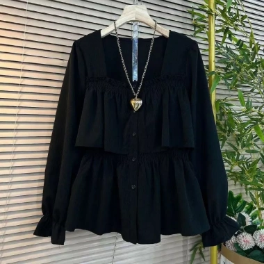 Áo sơ mi tay dài phong cách mới, size lớn, mỏng nhẹ, ôm dáng, cổ vuông thanh lịch - Giá 185.414 VND 4