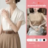 Áo sơ mi tay hến nữ dáng rộng cổ V lụa satin cao cấp mềm mịn thoáng mát công sở đi chơi ASM5 Durachic