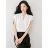 Áo sơ mi tay hến nữ dáng rộng cổ V lụa satin cao cấp mềm mịn thoáng mát công sở đi chơi ASM5 Durachic 2
