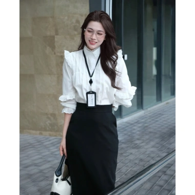 Áo sơ mi tay phồng ren kate mềm mại La Merci Rose SA14S - Giá 299k giảm sâu