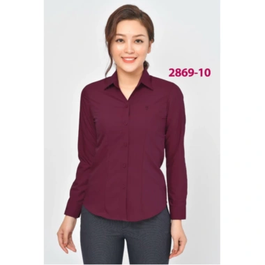 Áo sơ mi Thái Hòa nữ đỏ đô vải mềm thoáng mát - HỎA TỐC giảm giá 205k 2