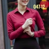 Áo sơ mi Thái Hòa nữ đỏ đô vải mềm thoáng mát - HỎA TỐC giảm giá 205k 5