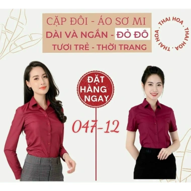 Áo sơ mi Thái Hòa nữ đỏ đô vải mềm thoáng mát - HỎA TỐC giảm giá 205k 10