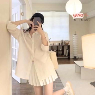 Áo sơ mi thêu ngựa chất thô mềm SangHee 2.025 - Dài tay, cổ đức, giá 129k 4