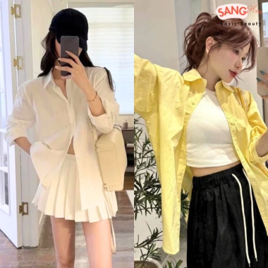 Áo sơ mi thêu ngựa chất thô mềm SangHee 2.025 - Dài tay, cổ đức, giá 129k 7