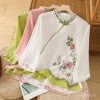 Áo sơ mi thêu vải lanh cotton mùa hè phong cách Trung Quốc sườn xám nút ếch 4