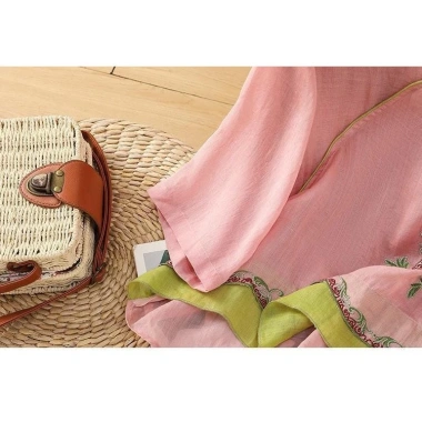Áo sơ mi thêu vải lanh cotton mùa hè phong cách Trung Quốc sườn xám nút ếch 7 Áo sơ mi thêu vải lanh cotton mùa hè phong cách Trung Quốc sườn xám nút ếch 7