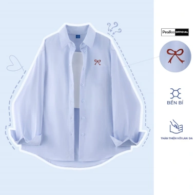 Áo Sơ Mi Thô Unisex Nam Nữ Dài Tay PEABOO SM BST07 Form Rộng Thoải Mái Giá 125k