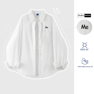 Áo Sơ Mi Thô Unisex Nam Nữ Dài Tay PEABOO SM BST07 Form Rộng Thoải Mái Giá 125k