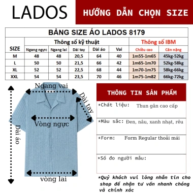 Áo sơ mi thun gân nam LADOS-8.179 - Mát mẻ, co giãn tốt, dễ phối, phong cách Hàn Quốc, giảm giá 153k