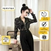 Áo sơ mi tơ nhũ sọc dài tay cao cấp công sở – họa tiết đen trắng, MQ Boutique, 200.700₫