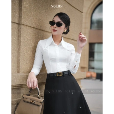 Áo sơ mi trắng basic cổ Đức SOLIIN chất liệu form tôn dáng thanh lịch - 552.500₫ 6
