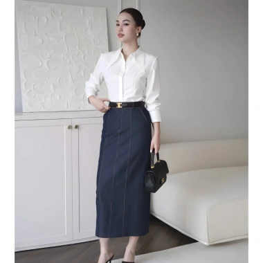 Áo sơ mi trắng cổ nhọn gân nổi dáng ôm công sở thanh lịch IVRA A2.510 - 264.999đ 6