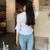 Áo Sơ Mi Trắng Dài Tay Cổ V Không Đồng Đều Thiết Kế Xinh Xắn Thời Trang 195.840 VND 5