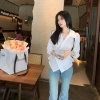 Áo Sơ Mi Trắng Dài Tay Cổ V Không Đồng Đều Thiết Kế Xinh Xắn Thời Trang 195.840 VND 6