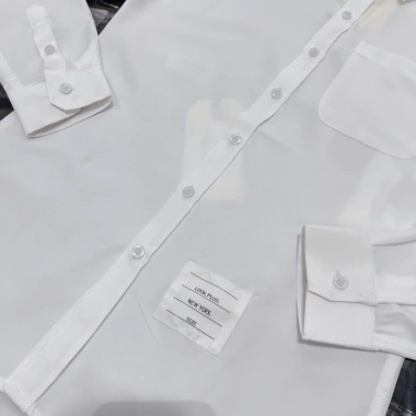 Áo sơ mi trắng dài tay nam nữ viền 3 màu lụa Hàn mềm mịn thoáng mát 155k