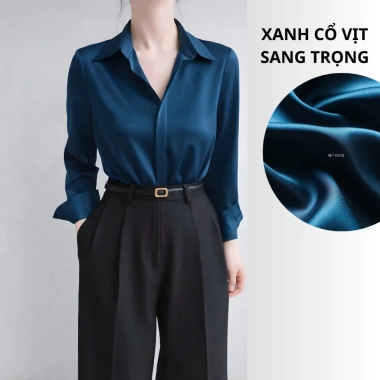Áo sơ mi trắng dài tay nữ công sở A57 – Vải lụa dày cao cấp, sang trọng, chỉ 274.500 VND (giá gốc 334.890 VND)