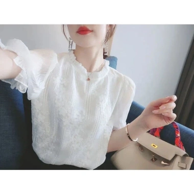 Áo sơ mi trắng dài tay ren thanh lịch phong cách Hàn Quốc thời trang 2.023, giảm còn 245.340₫ 4