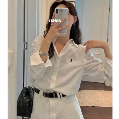 Áo sơ mi trắng dài tay thêu ngựa dáng basic Giá chỉ 285.000đ giảm tới 21% 2